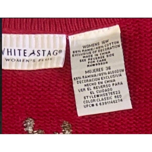 White Stag Winter Reindeer Holiday Christmas 16W Red Embroidered Sweater Vest - Picture 12 of 12